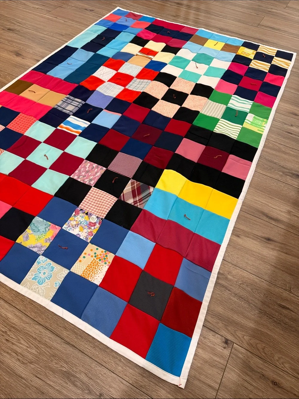 Colorful Patchwork Quilt - Multi Color. Poly front. Cotton back. Perfect shape!!